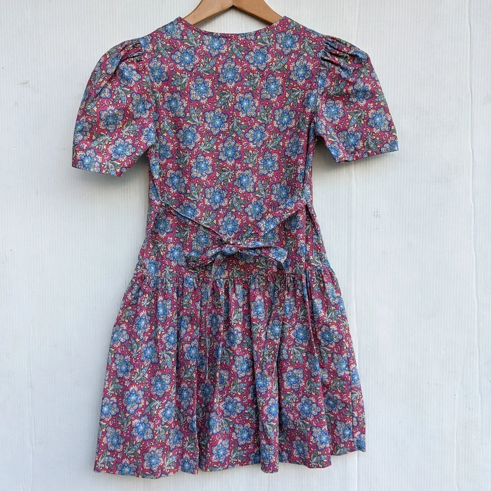 VINTAGE Michelle Lynn Victorian Floral Sweetheart Neckline Girls Dress